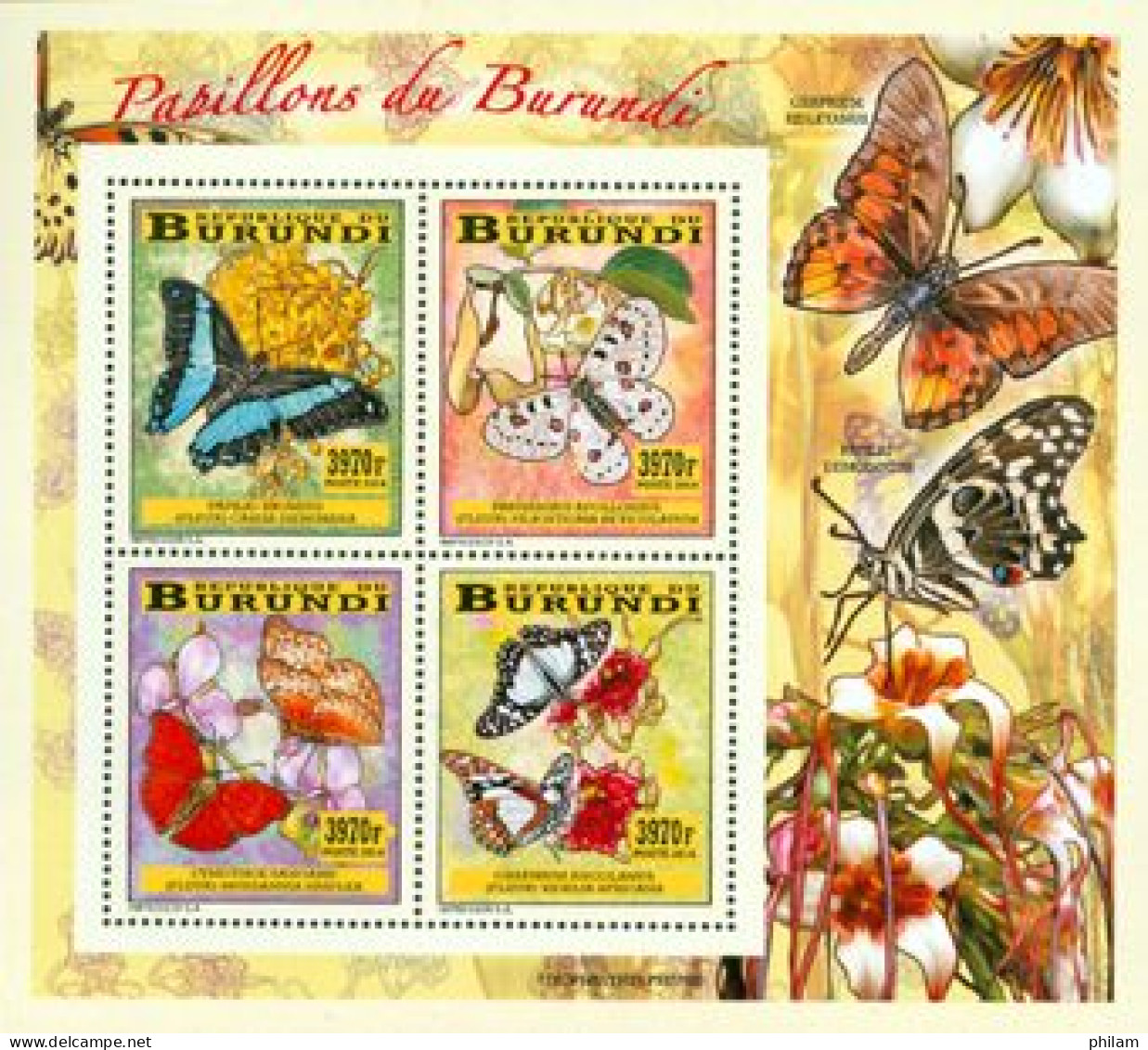 Burundi 2014 - Les Papillons Du Burundi  - Bloc Collectif - Vlinders