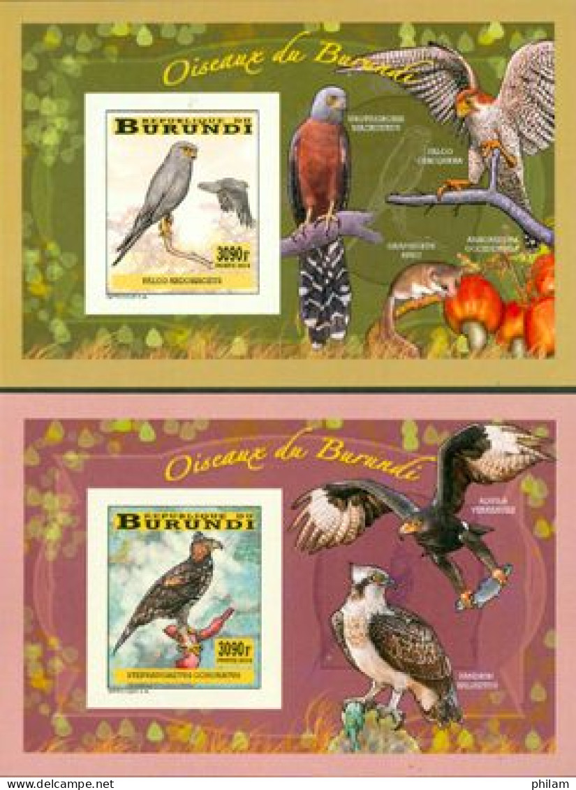 Burundi 2014 - Les Oiseaux Du Burundi - Rapaces - 4 Blocs De Luxe - Non Dentelés - Unused Stamps