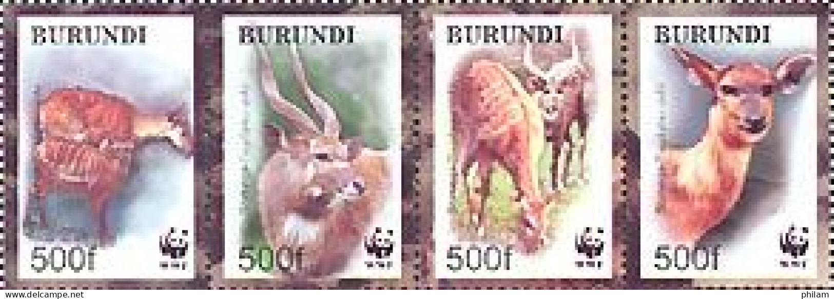 BURUNDI 2004 - W.W.F. - Antilope Siratunga - 4 V. - Ongebruikt