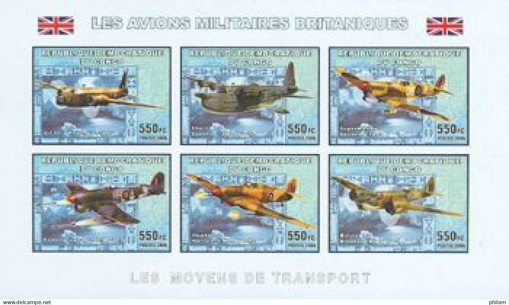 CONGO KINSHASA 2006 -  Les Avions Militaires  Britanniques - 6 V. Non Dentelées - Vliegtuigen