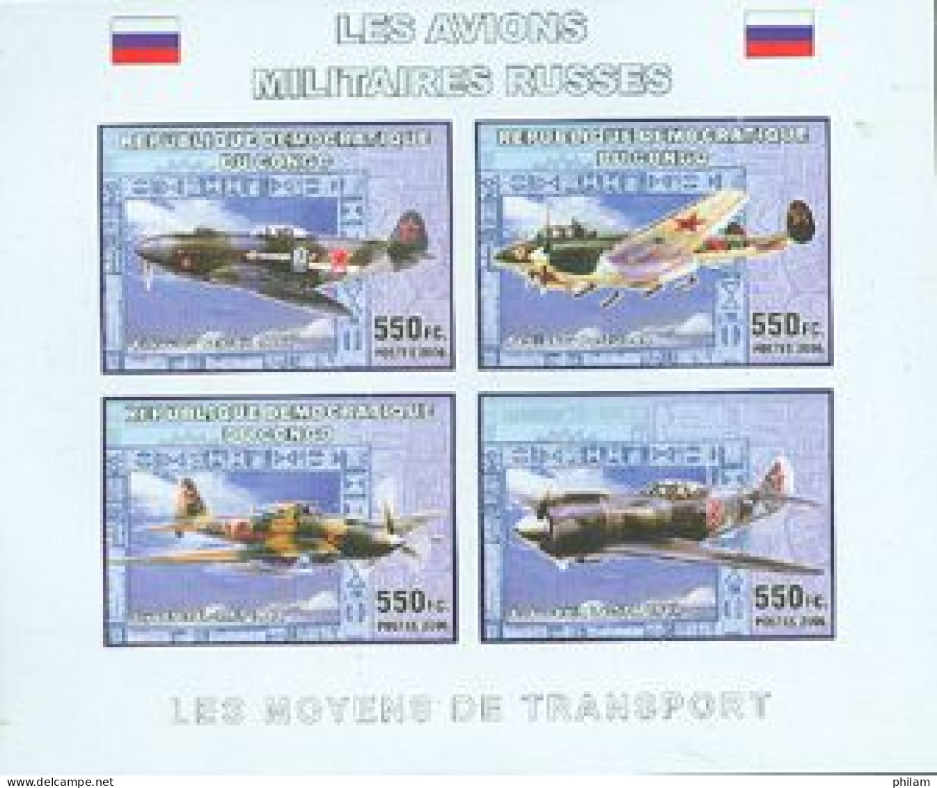 CONGO KINSHASA 2006 -  Les Avions Militaires Russes - 4 V. Non Dentelées - Flugzeuge