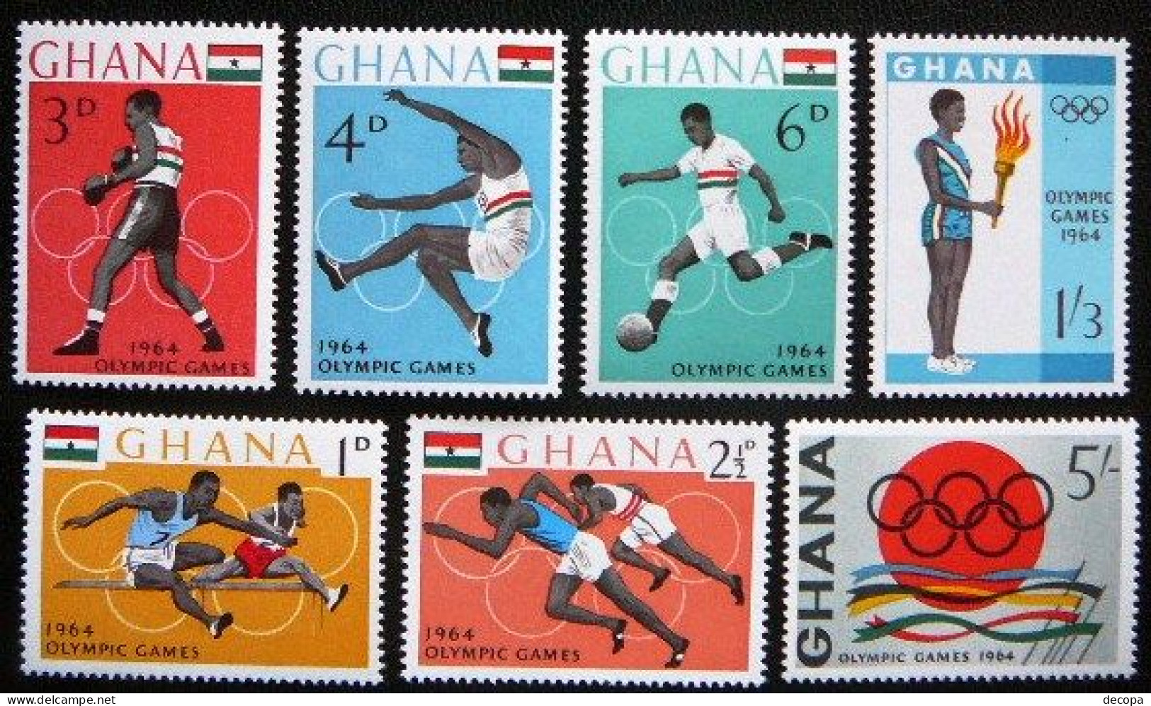 (dcos-248)   Ghana      Michel  188-94     Yvert  171-77          MNH  1964 - Ghana (1957-...)