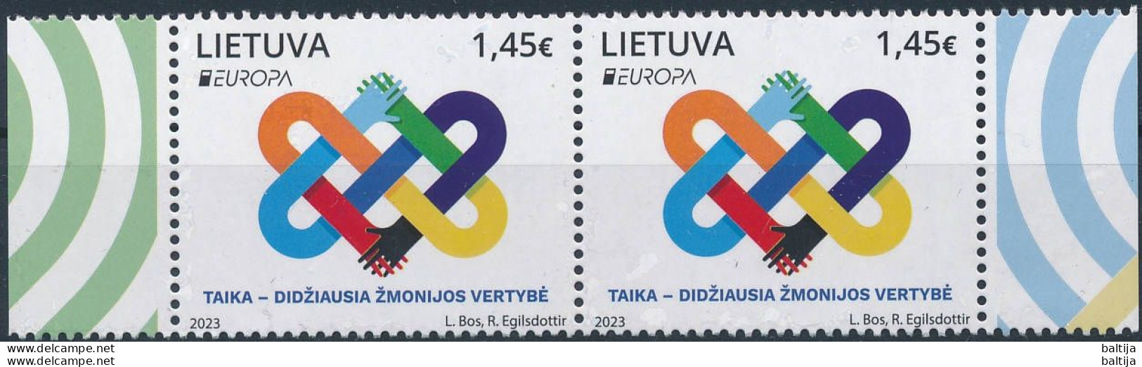 2x Mi 1395 MNH ** Pair / CEPT Europa - Peace - Lithuania