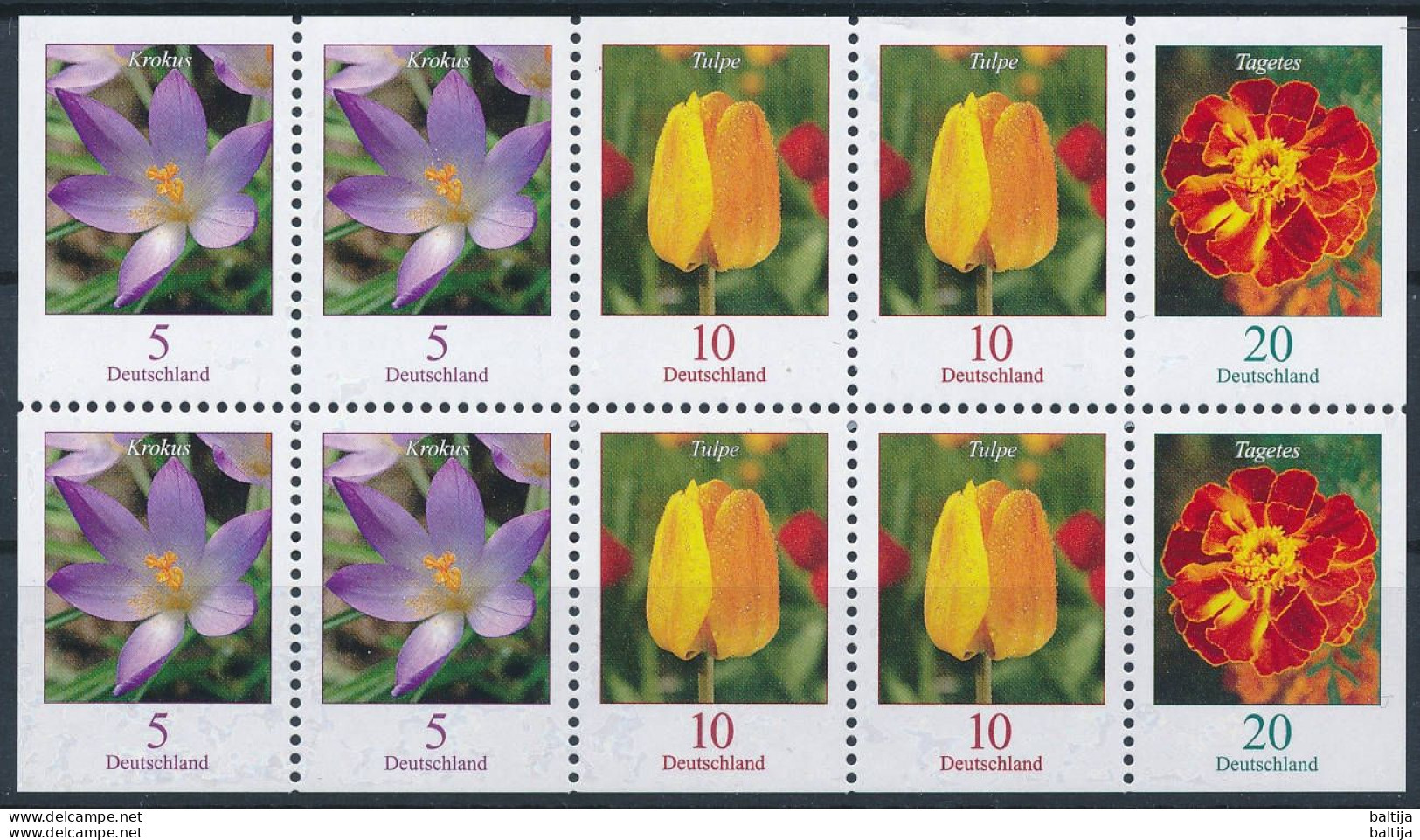 Mi 2471, 2480 & 2484 MNH **  Zd-Kleinbogen, Se-tenant Small Sheet / Flowers, Crocus, Tulip, Marigold - Ungebraucht