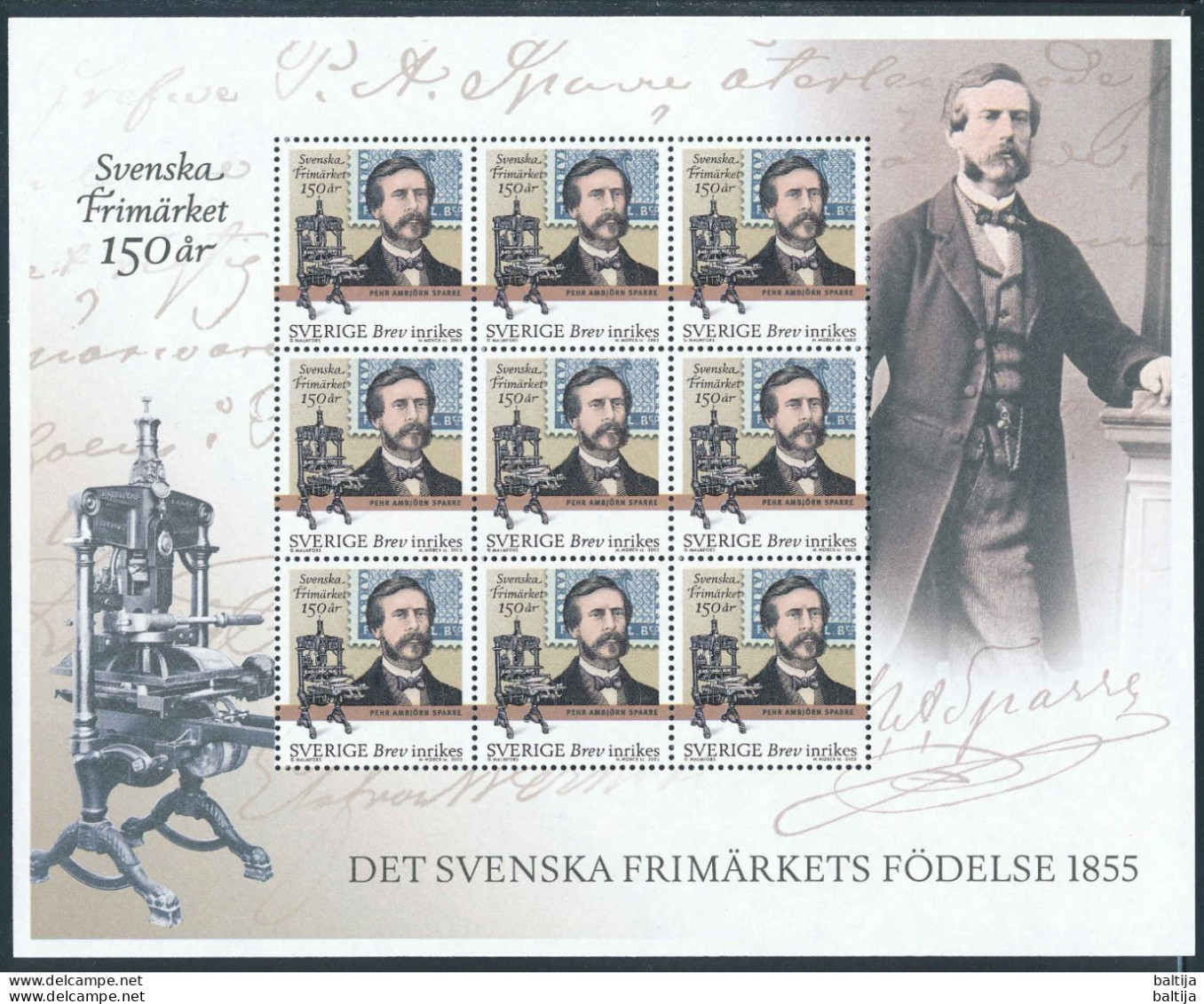 Mi 2478 ** MNH, Sheetlet, Kleinbogen / Swedish Postage Stamps 150th Anniversary - Blocks & Kleinbögen