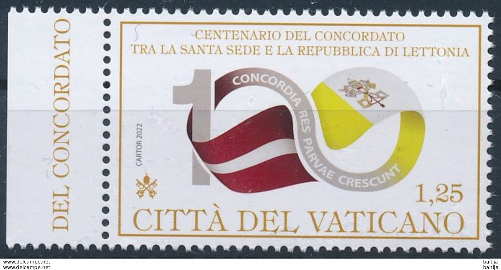 Vatican, Mi 2063 MNH ** / 100 Years Concordat Between Holy See And Latvia / Flag, Joint Issue - Postzegels