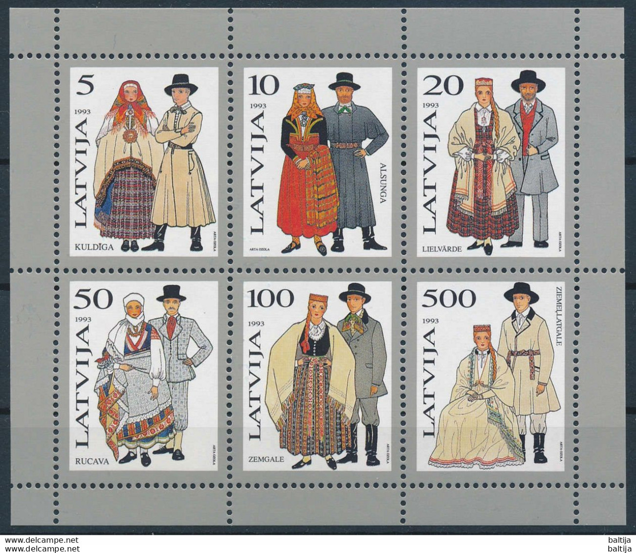 Latvia, Mi Block 3 MNH ** / Traditional Costumes, Trachten - Kostums