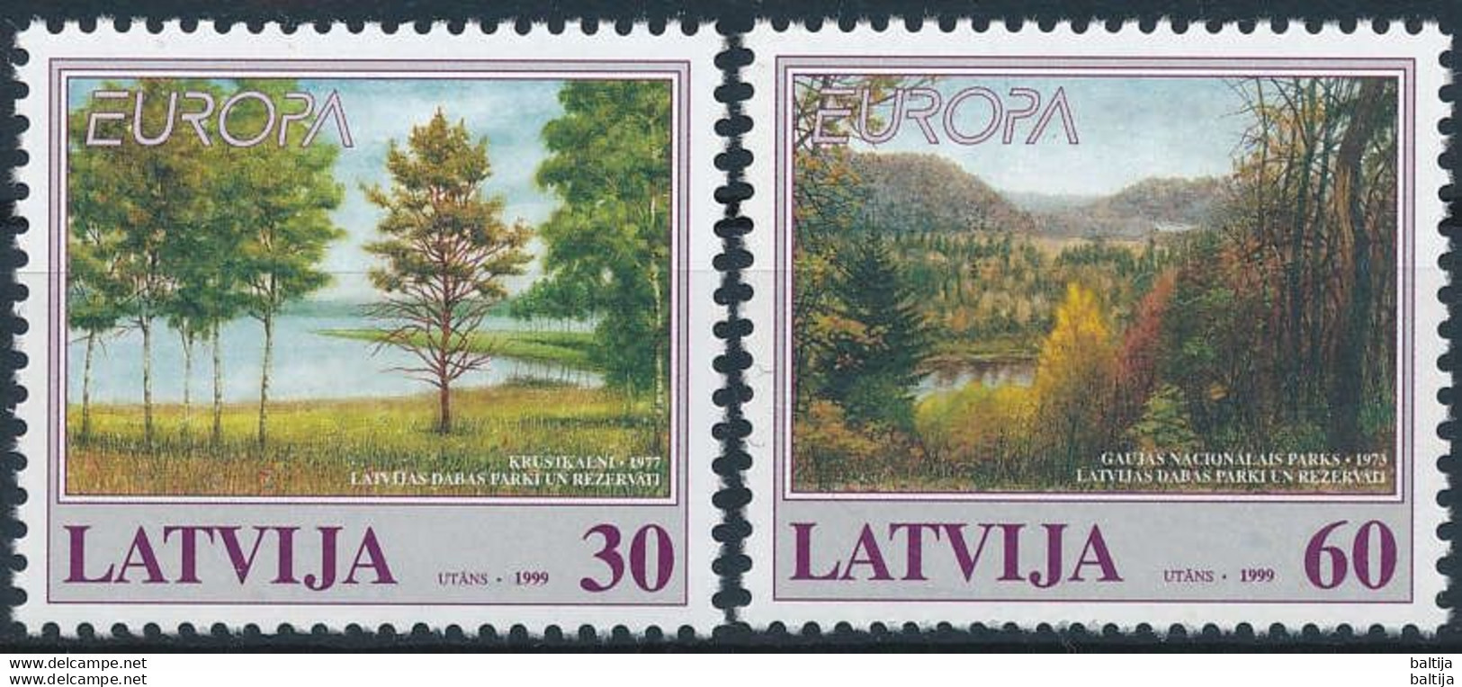 Mi 496-97 ** MNH / CEPT Europa, Nature Reserves, Krustkalni, Gauja - Letland