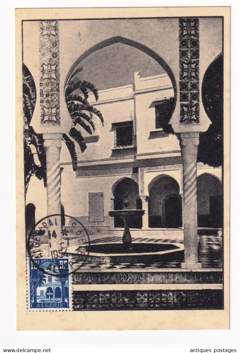 Alger Palais D'Eté Cachet Du 1/7/1954 Algérie Algéria Maximaphiles Algériens - Lettres & Documents