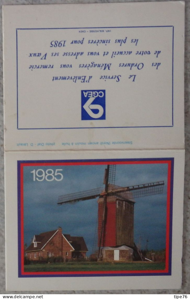 Petit Calendrier De Poche 1985 Steenvoorde Nord Ancien Moulin  Huile - Petit Format : 1981-90