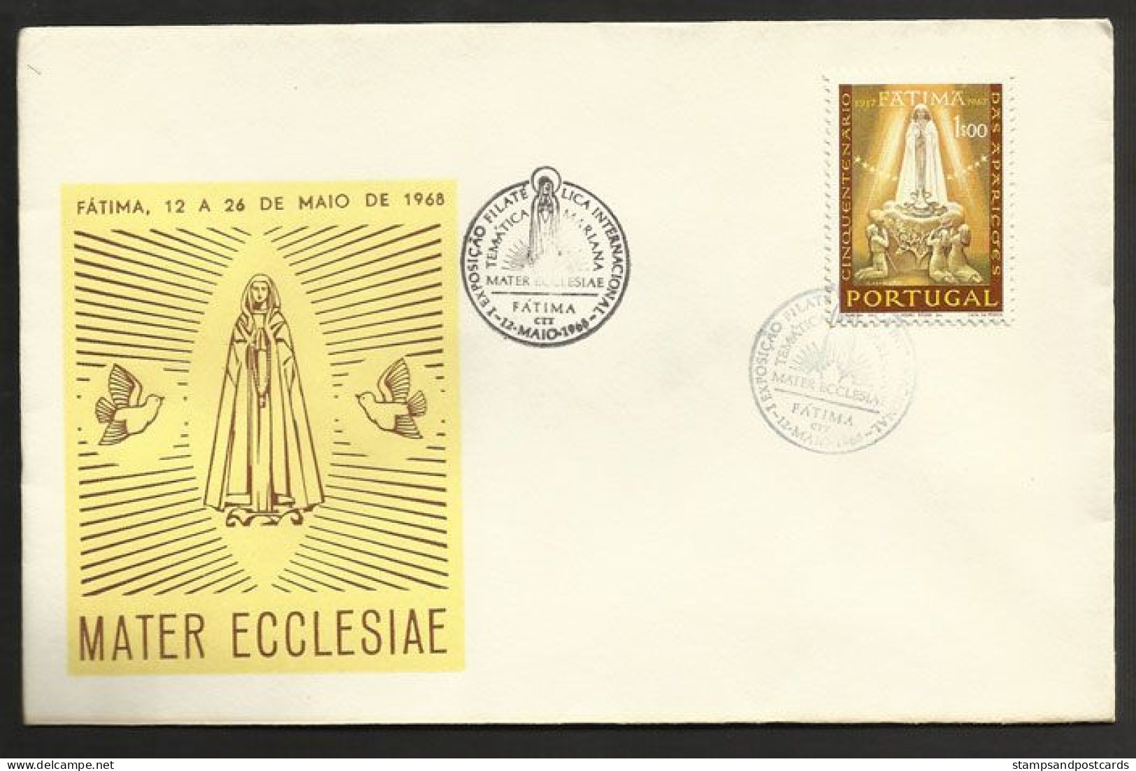 Portugal Cachet Commémoratif Notre Dame De Fatima 1968 Our Lady Of Fatima Sanctuary Event Postmark - Christianity