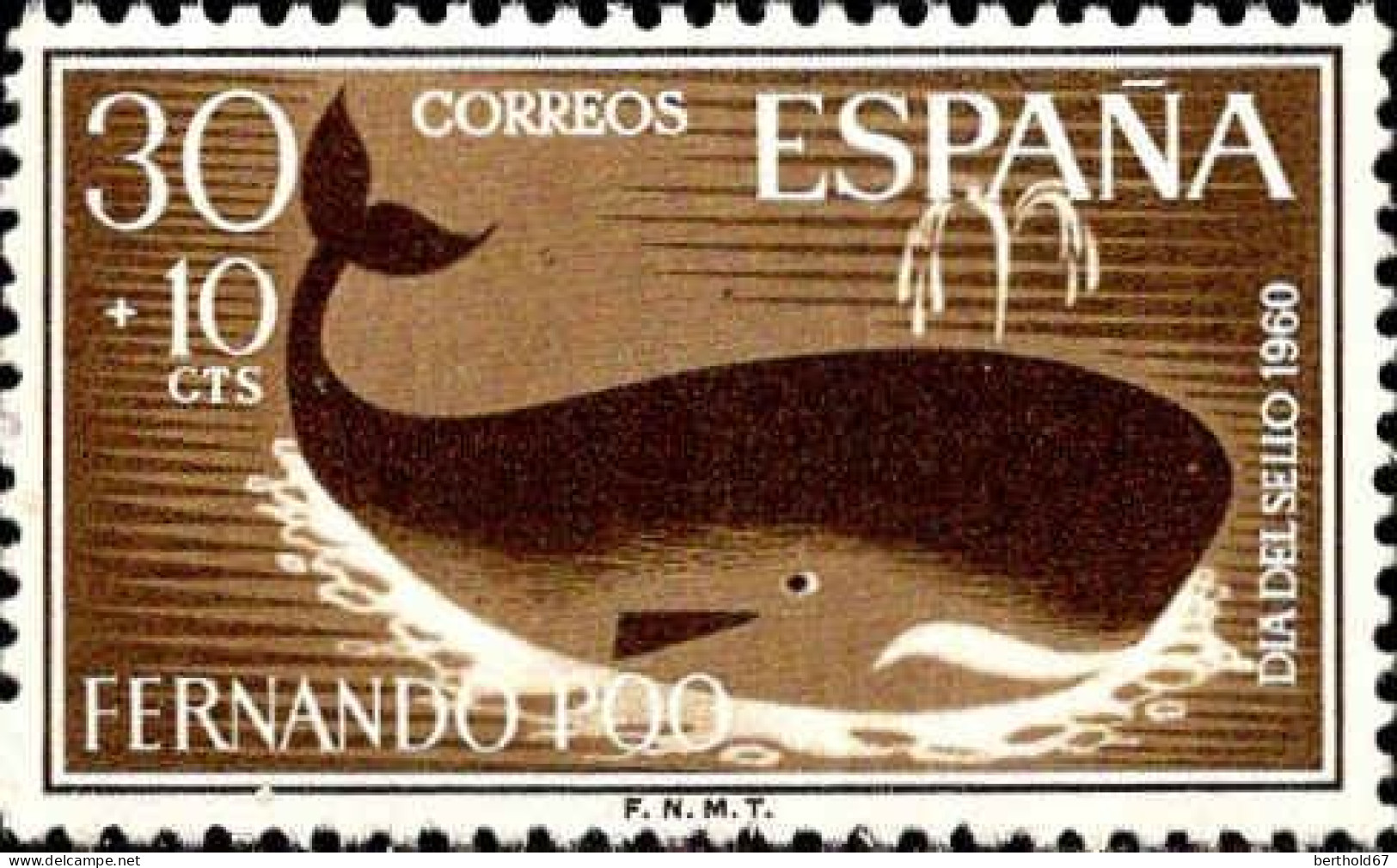 Fernando Poo Poste N** Yv:186 Mi:190 Baleine Physeter Macrocephalus - Fernando Po