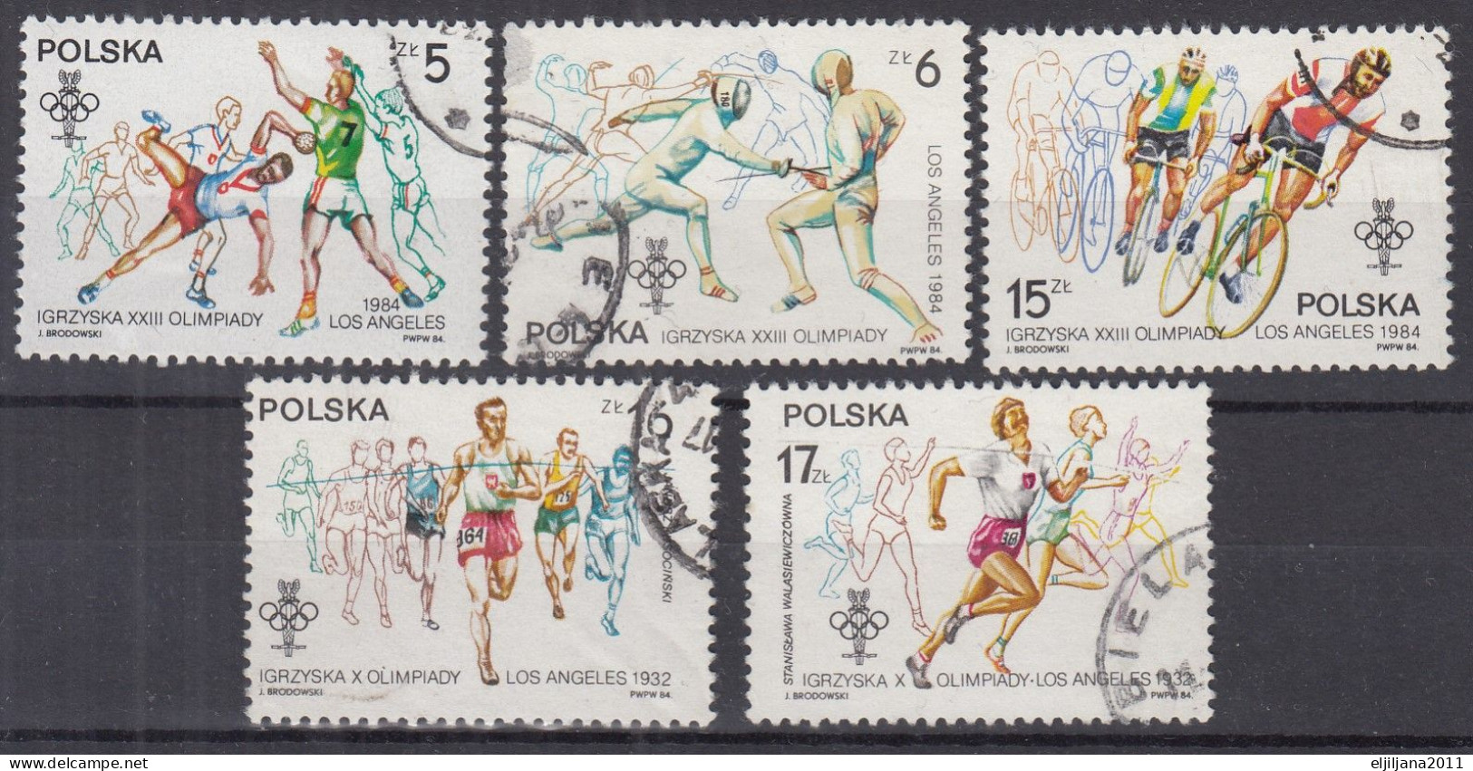 ⁕ Poland / Polska 1984 ⁕ Olympic Games Mi.2913-2917 (missing 2118) ⁕ 5v Used - Used Stamps