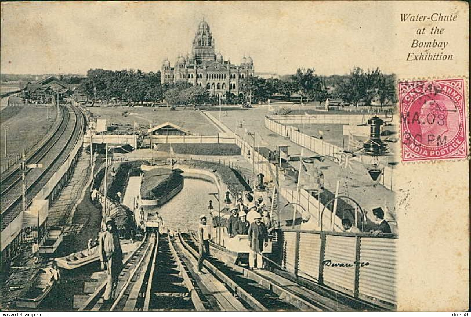 INDIA - WATER-CHUTE AT THE BOMBAY EXHIBITION - MAILED TO ITALIAN CONSULAT SHANGHAI - 1908 / STAMP (18390) - Inde