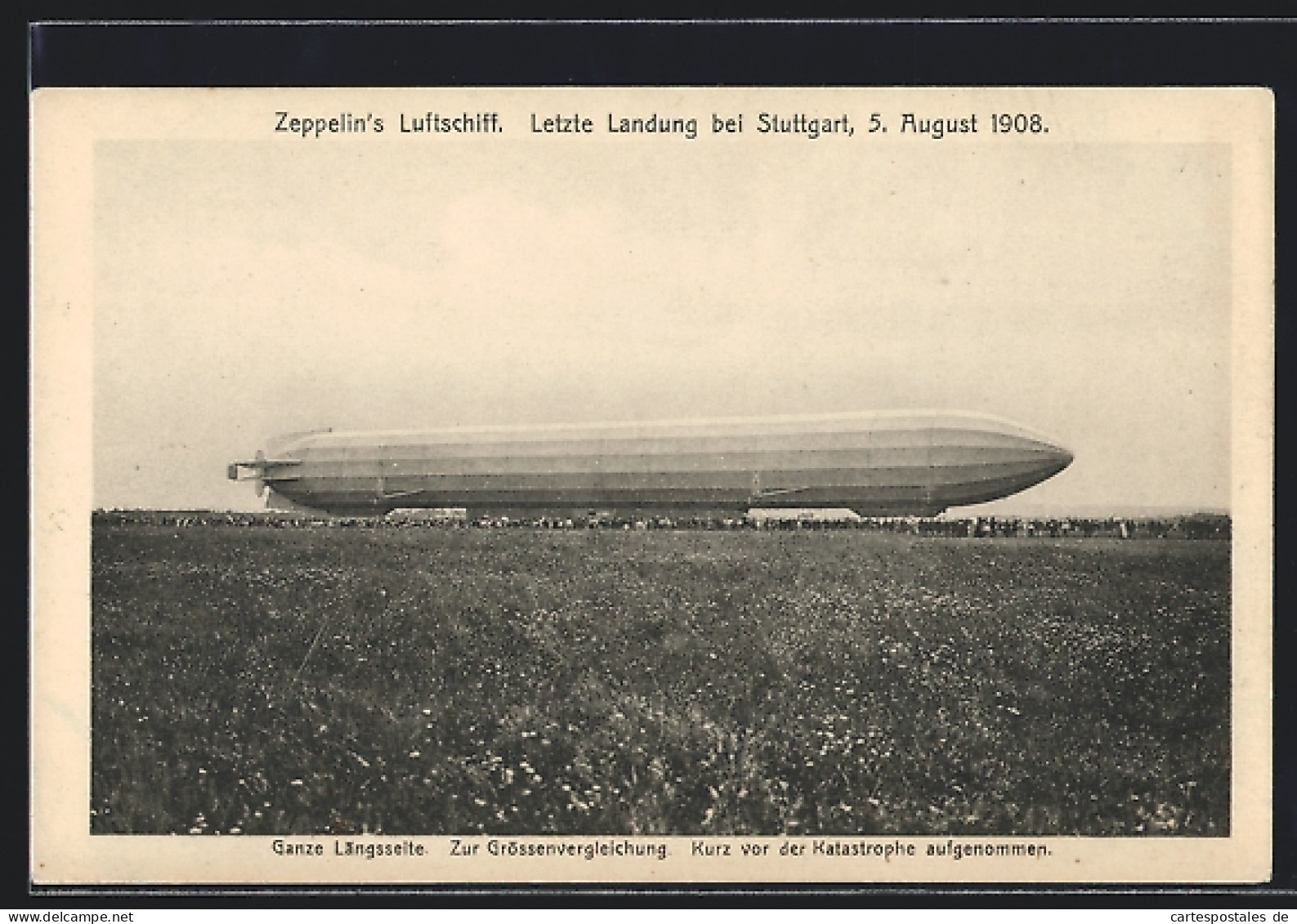 AK Stuttgart, Zeppelin`s Luftschiff Bei Der Letzten Landung 1908  - Zeppeline