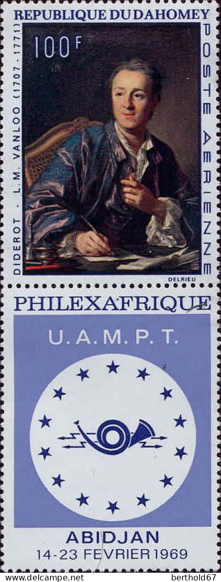 Bénin Dahomey Avion N** Yv: 97 Mi:368 Diderot L.M.Vanloo Avec Vignette - Bénin – Dahomey (1960-...)