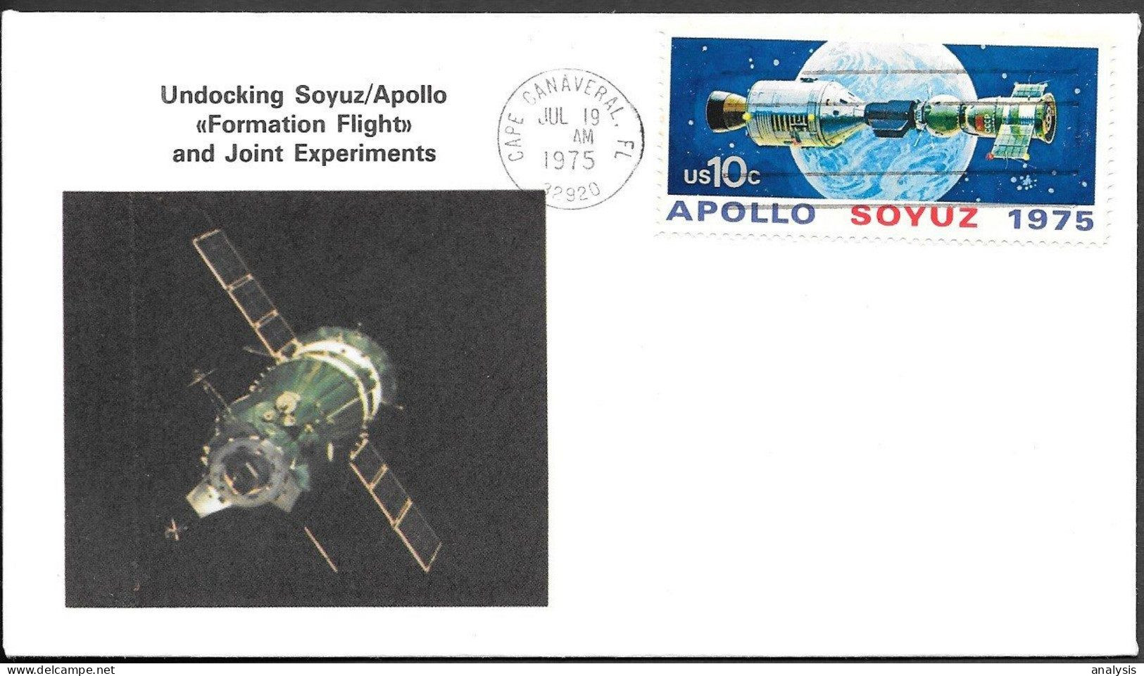 US Space Cover 1975. ASTP Apollo - Soyuz Undocking. Cape Canaveral - United States