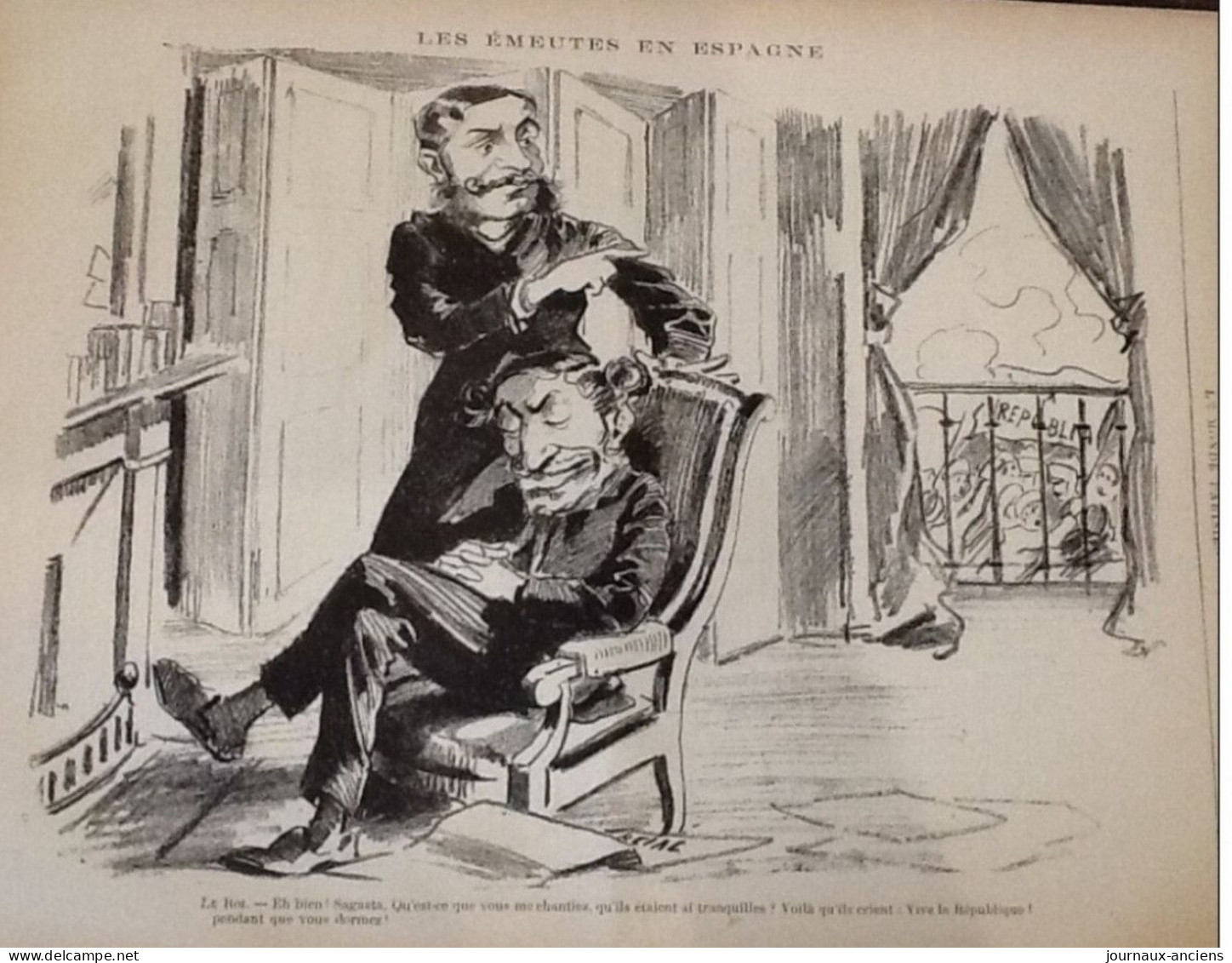 1883 LE MONDE PARISIEN - Charles BRUN Et Jules FERRY - ÉMEUTES EN ESPAGNE - FOIRE LITTÉRAIRE  MARSEILLE = SARDOU - Revues Anciennes - Avant 1900