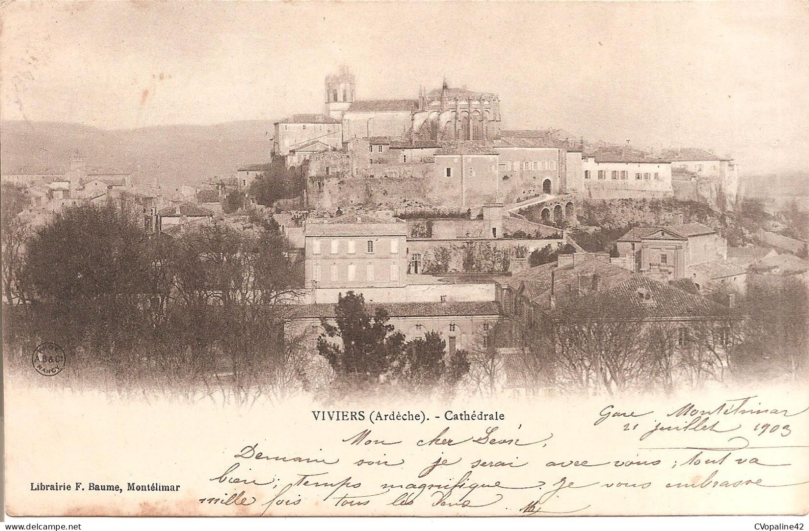 VIVIERS (07) La Cathédrale En 1903 (Dos Non Divisé) - Viviers