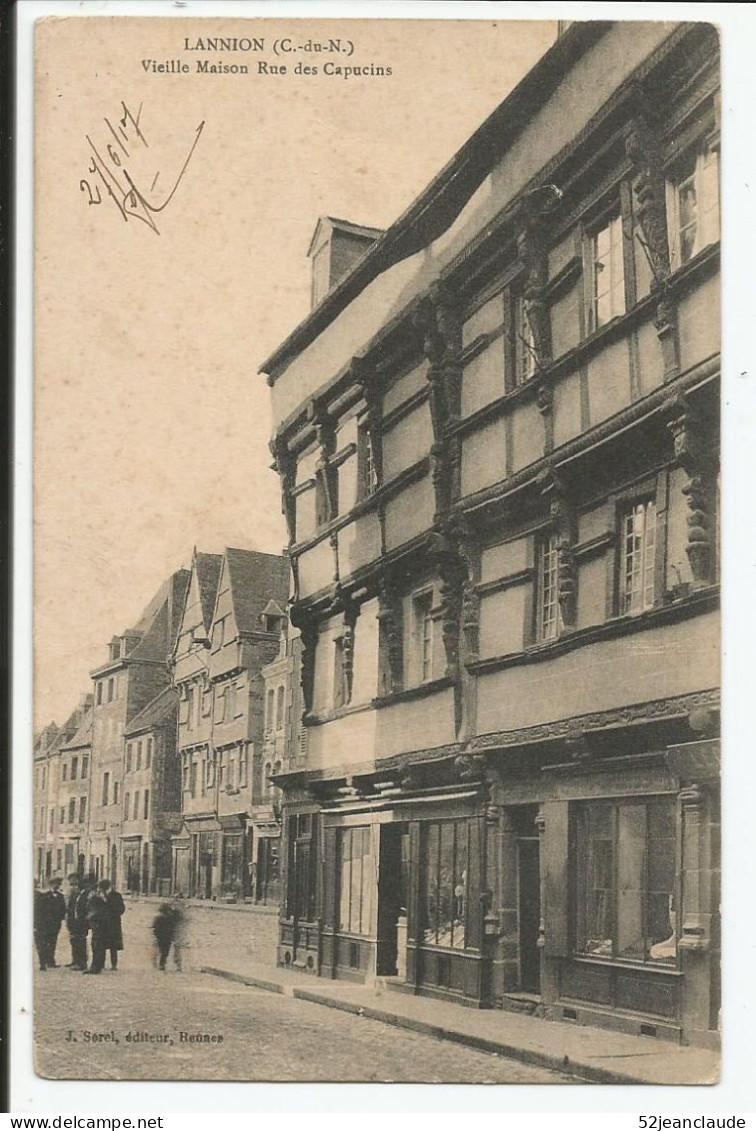 Vieilles Maisons Rue Des Capucins    1917    N° - Lannion
