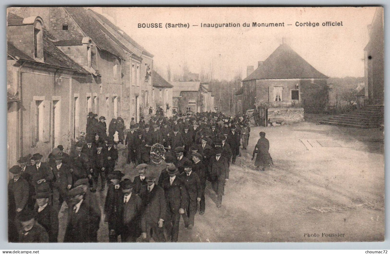 (72) 2827, Bousse, Photo Foussier, Inauguration Du Monument, Cortège Officiel, état ! - Autres & Non Classés