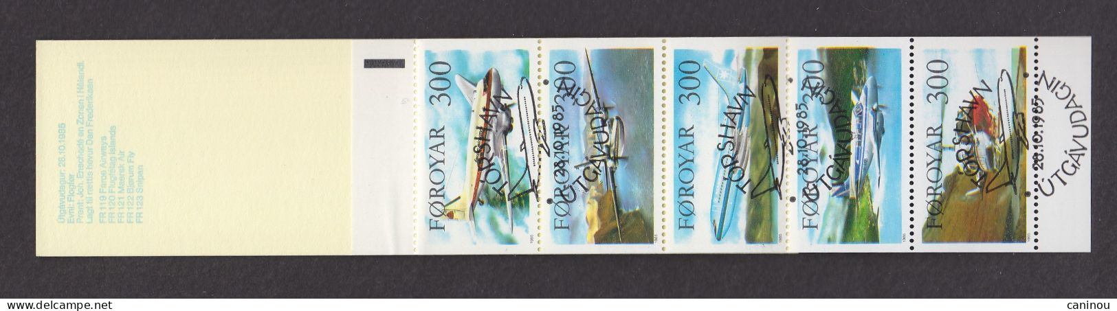 FEROE CARNET C119 AVIONS FDC 1er JOUR 1985 - Faroe Islands