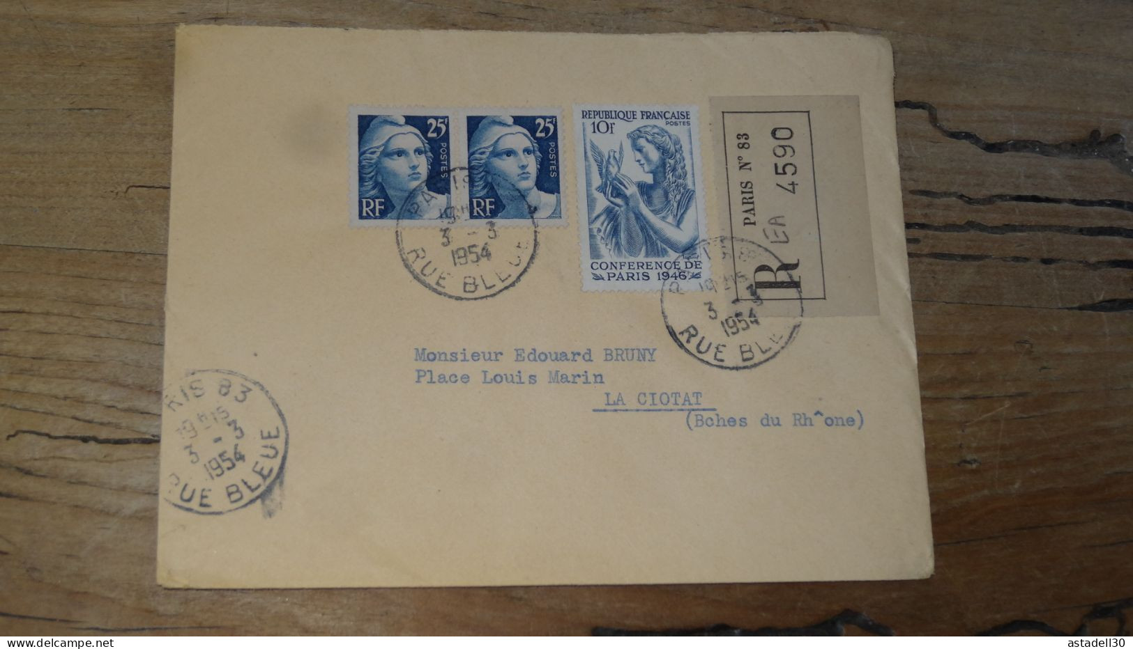 Enveloppe Recommandée PARIS Pour LA CIOTAT - 1954  ............BOITE1.......... 473 - 1921-1960: Modern Tijdperk