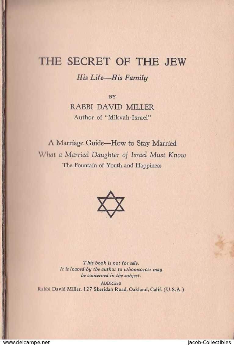 Rabbi David Miller - Jewish Family Life Orthodox Judaism Religion  1930 - Judaisme