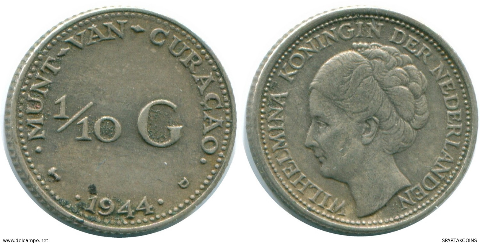 1/10 GULDEN 1944 CURACAO NÉERLANDAIS NETHERLANDS ARGENT Colonial Pièce #NL11822.3.F.A - Curacao