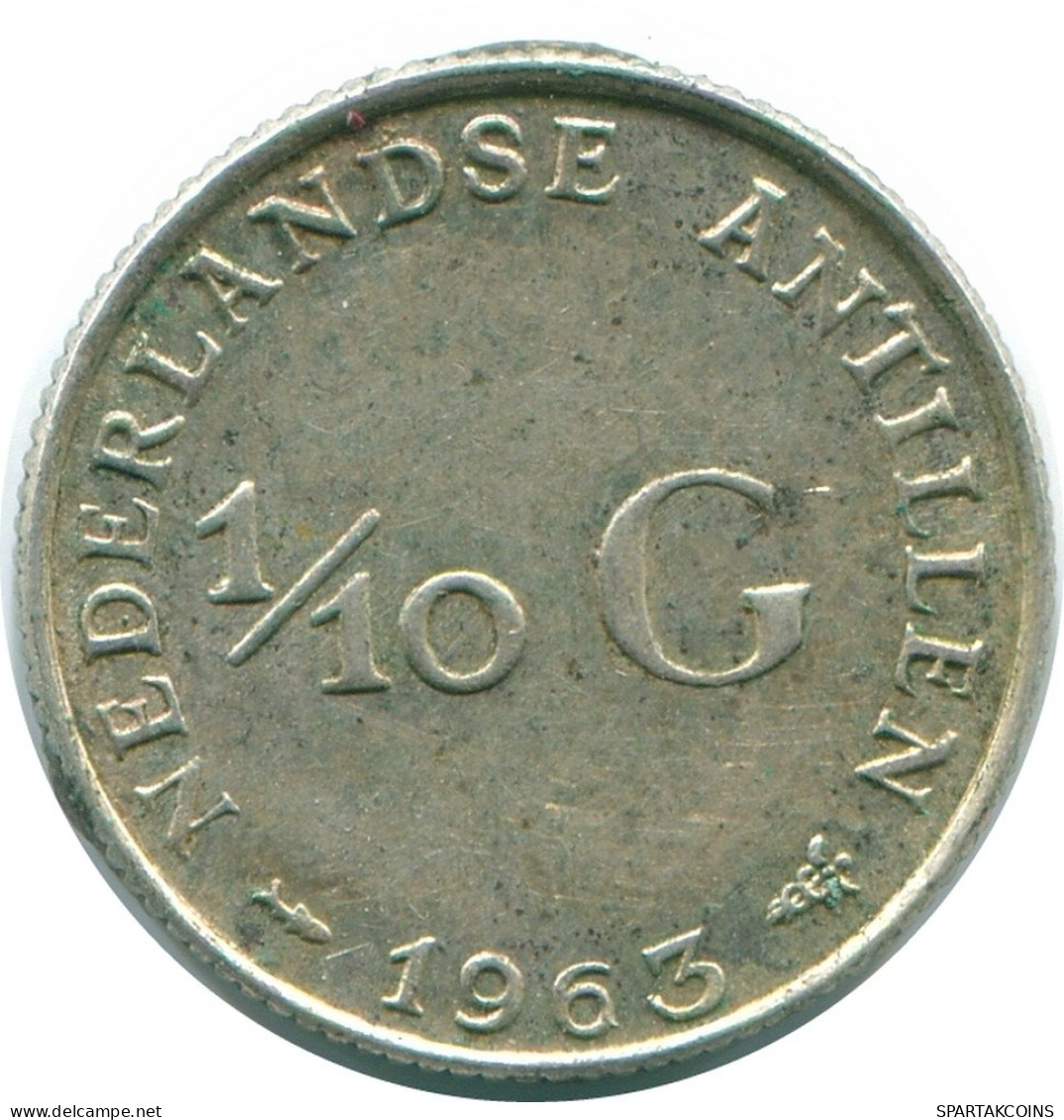 1/10 GULDEN 1963 NIEDERLÄNDISCHE ANTILLEN SILBER Koloniale Münze #NL12644.3.D.A - Antille Olandesi