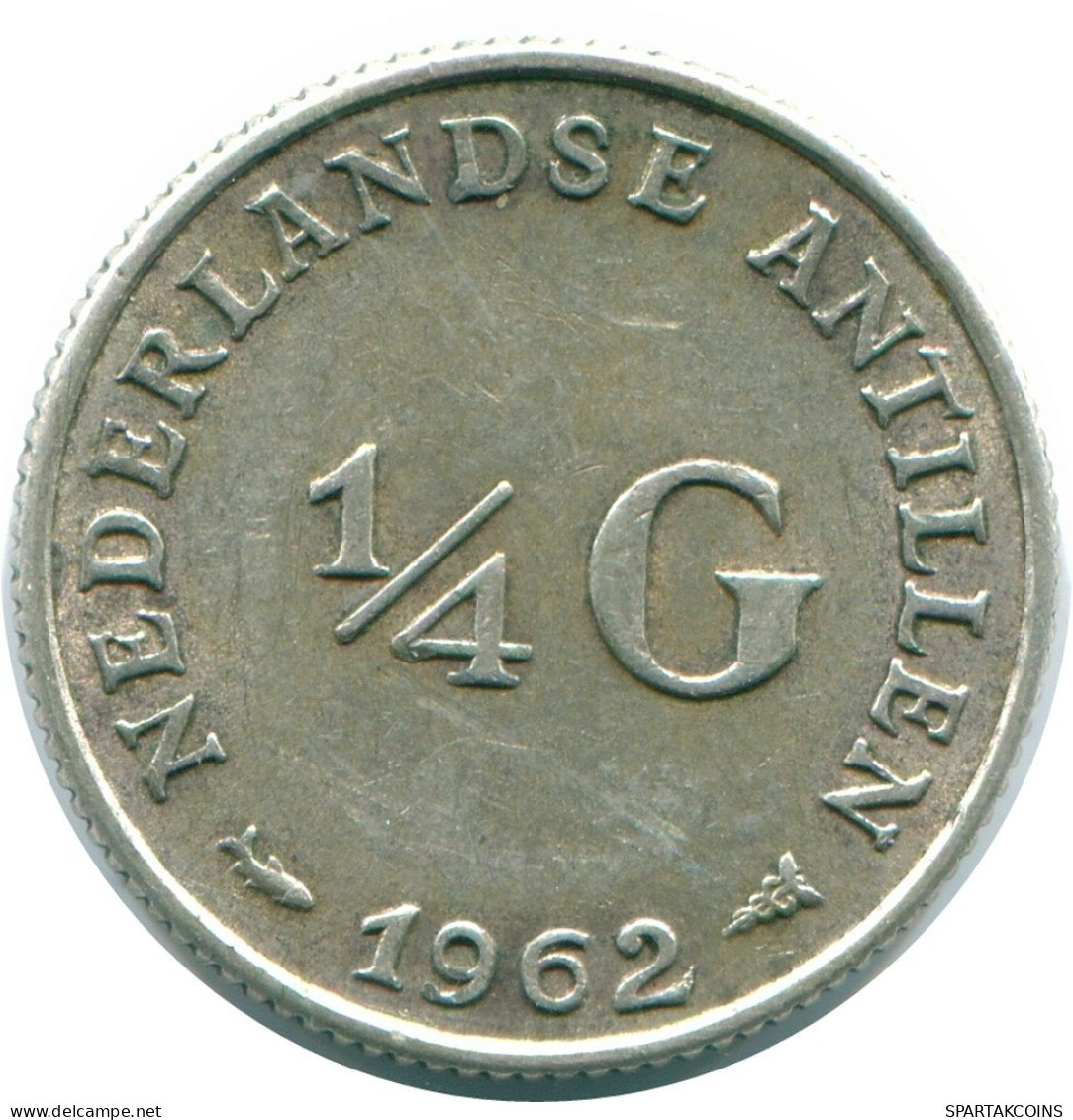 1/4 GULDEN 1962 NIEDERLÄNDISCHE ANTILLEN SILBER Koloniale Münze #NL11118.4.D.A - Netherlands Antilles
