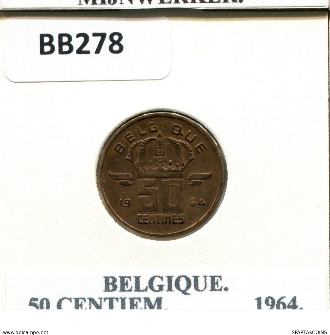 50 CENTIMES 1964 FRENCH Text BELGIUM Coin #BB278.U.A - 50 Cents