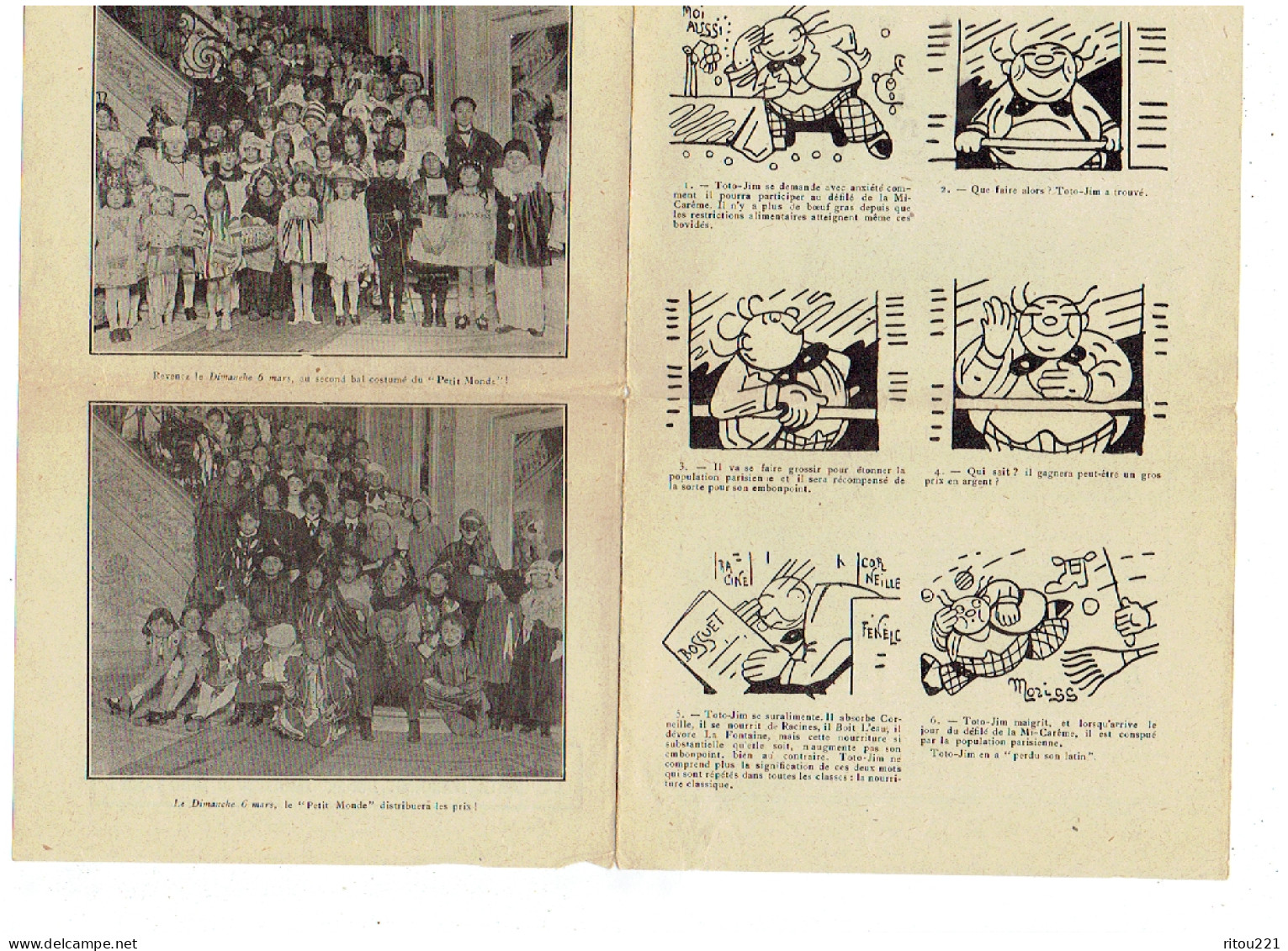 Feuillet Journal - LE PETIT MONDE Au Théâtre - 1921 - Mlle Dolly Fairlie -  TOTO-JIM Bande Dessinée - N°4 - Otros & Sin Clasificación