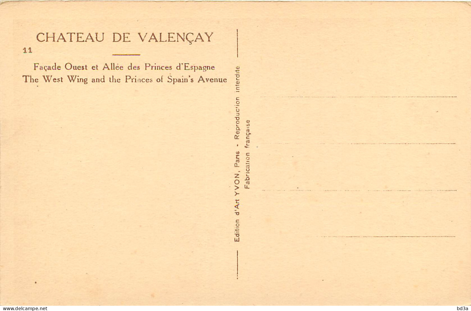 36 - CHÂTEAU  DE VALENCAY - FACADE OUEST - YVON - Other & Unclassified