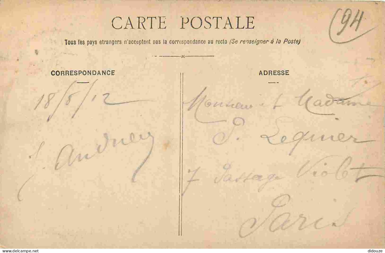 94 - Le Perreux Sur Marne - La Marne Et Le Chemin De Halage Vers La Maltournée - CPA - Oblitération Ronde De 1912 - Voir - Le Perreux Sur Marne