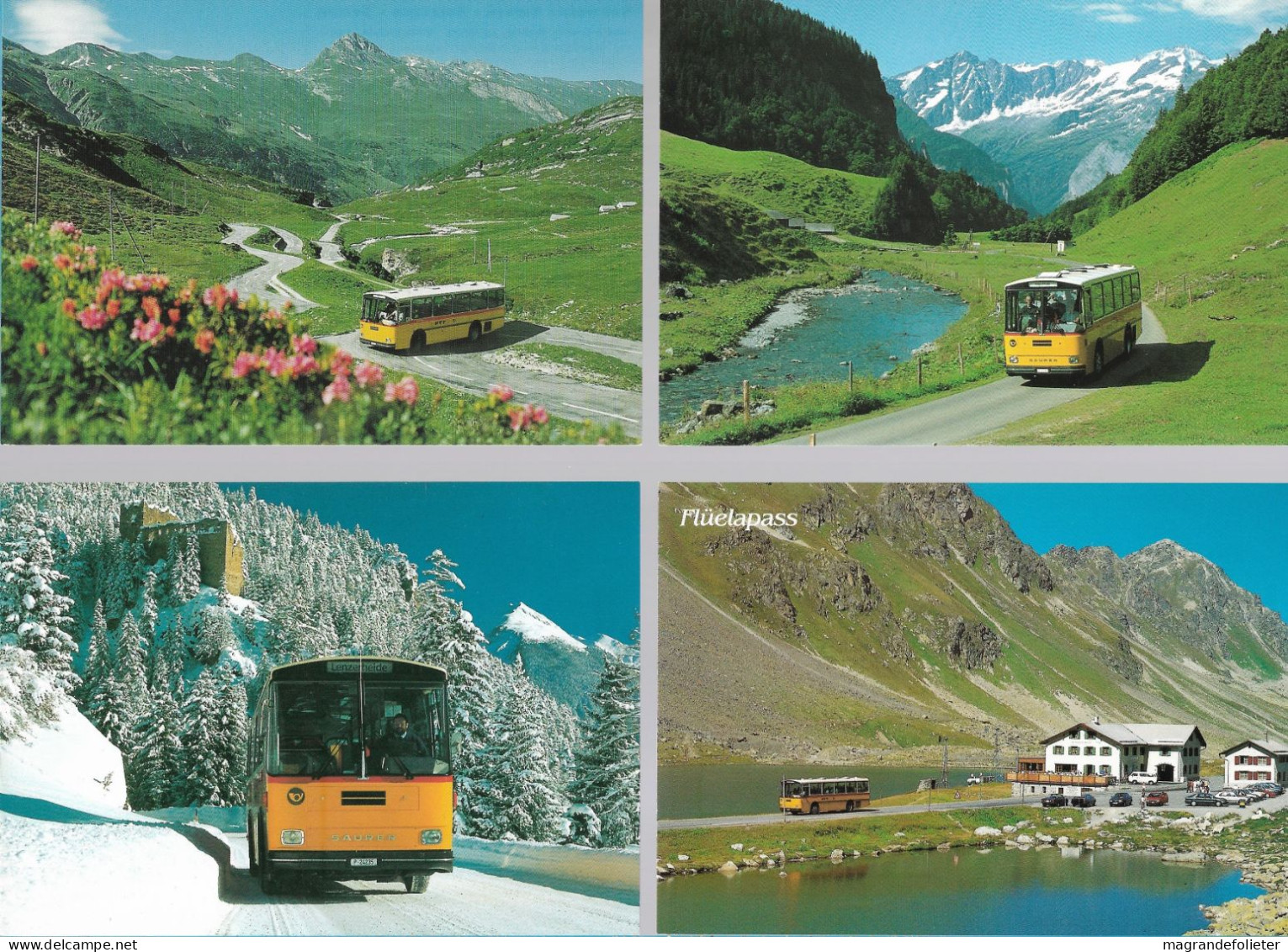 CPA CARTE POSTALE SUISSE 4 X POSTALAUTO AUTO PÖSTALE CAR POSTAL - Collections & Lots