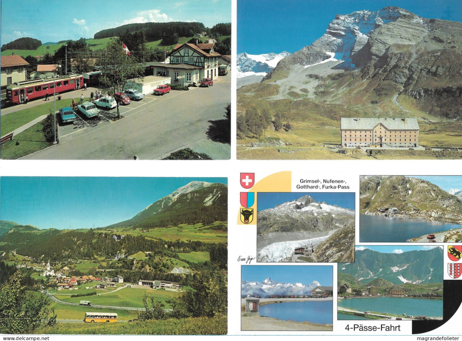 CPA CARTE POSTALE SUISSE 4 X POSTALAUTO AUTO PÖSTALE CAR POSTAL - Collections & Lots