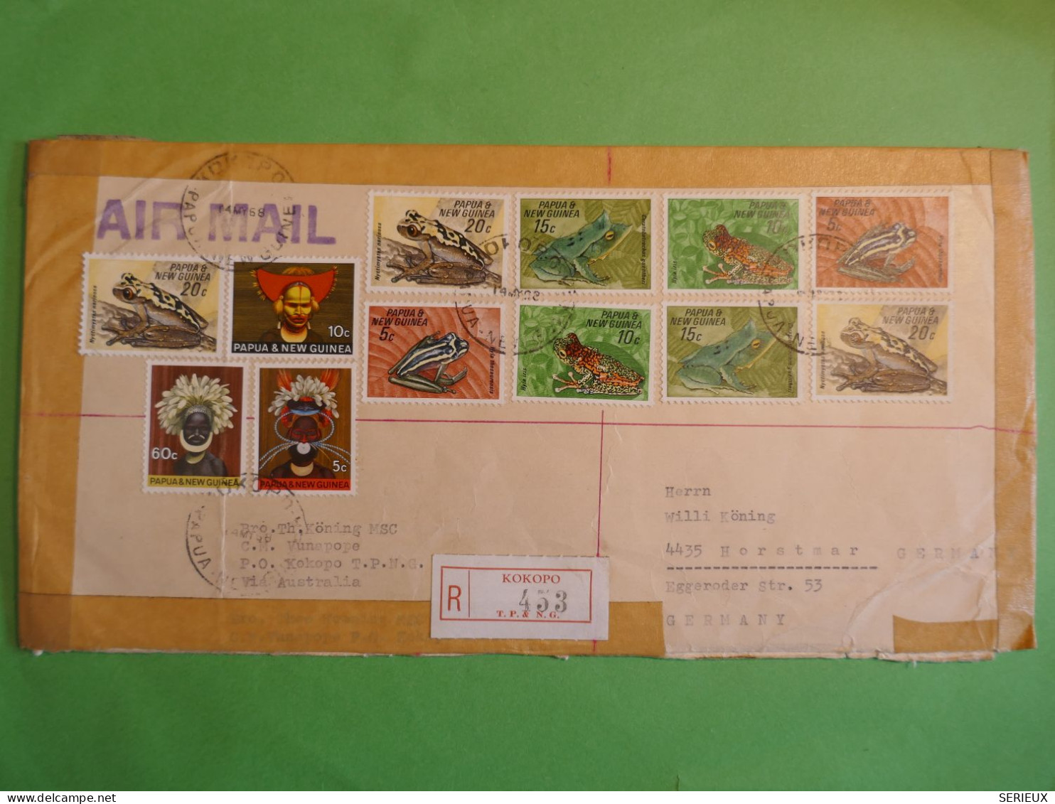 DO14 PAPOUASIE . PAPUA NEW GUINEA  RARE FINE LETTER  1966  ROKOPO  A  ROTSMAR  GERMANY +ANIMALS   + AFF. GREAT +++++ - Papúa Nueva Guinea