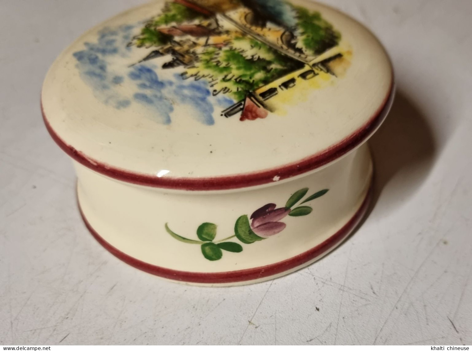 Pot à Bonbon Sucrier Ancien En Porcelaine Châtillon Sur Seine - Altri & Non Classificati