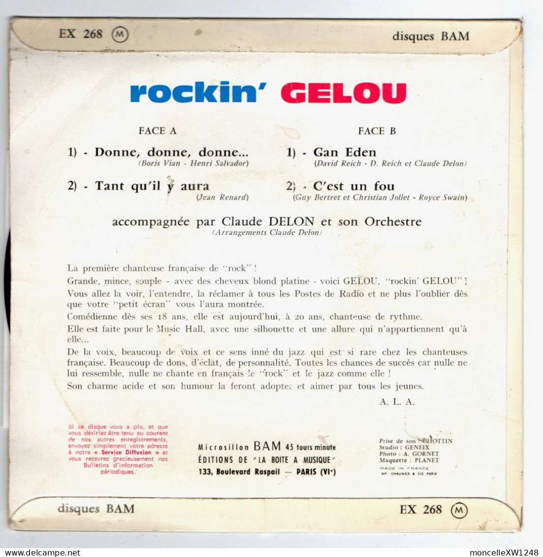 Gelou - 45 T EP Rockin' (1961) - 45 T - Maxi-Single