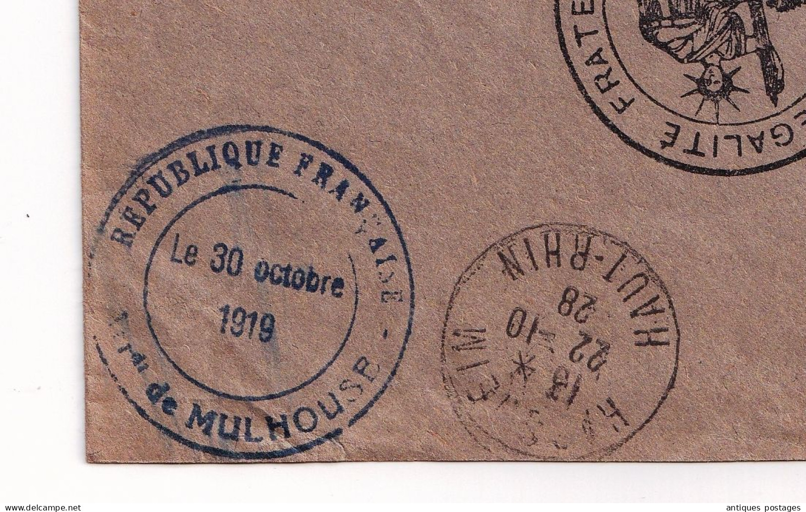 Lettre 1928 Haut Rhin Mulhouse Alsace Perception De Habsheim Franchise Postale N° 19 - Brieven En Documenten