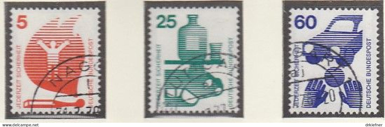 BRD  694-703 A, 773, Gestempelt, Unfallverhütung, 1971 - Oblitérés