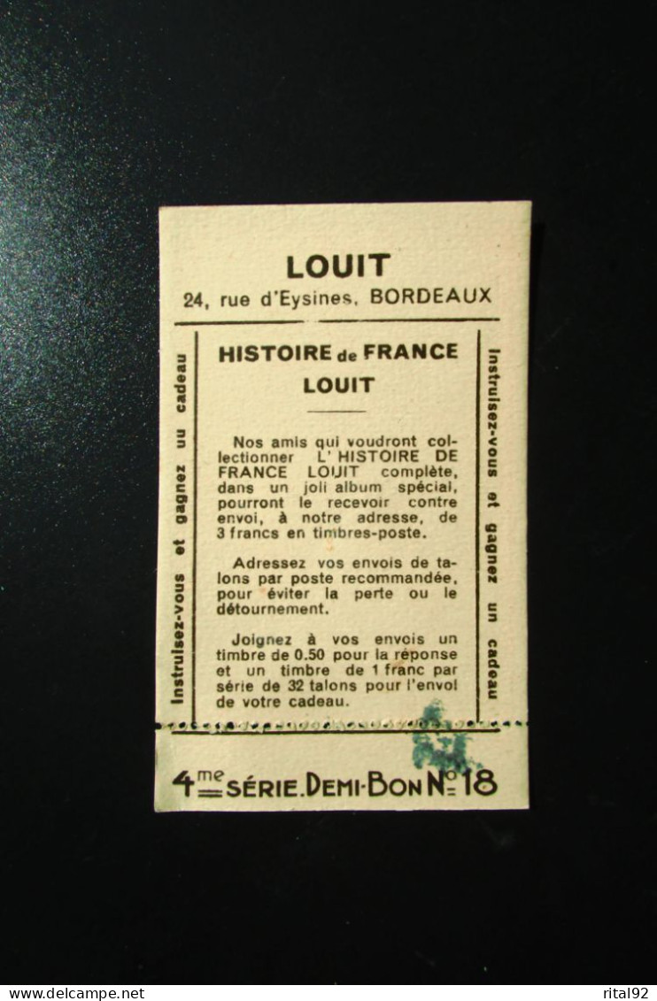 Chromo "Chocolat LOUIT" - Série "Histoire De FRANCE" - Louit