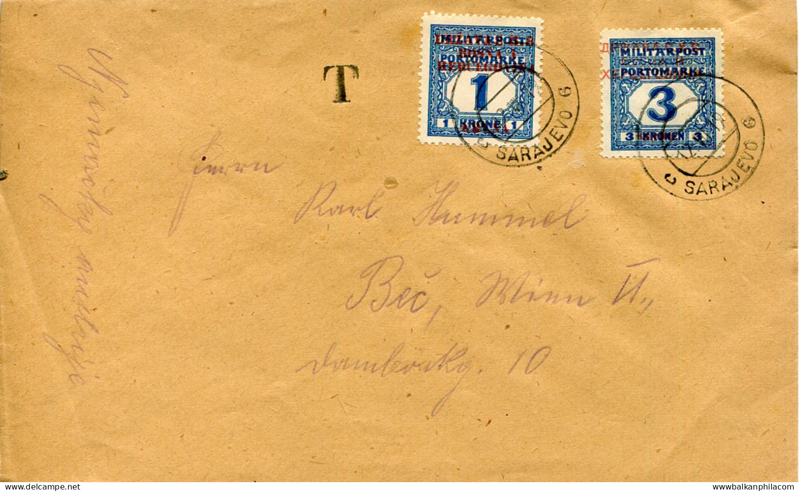 1919 Yugoslavia Bosnia Sarajevo Postage Due Cover - Other & Unclassified