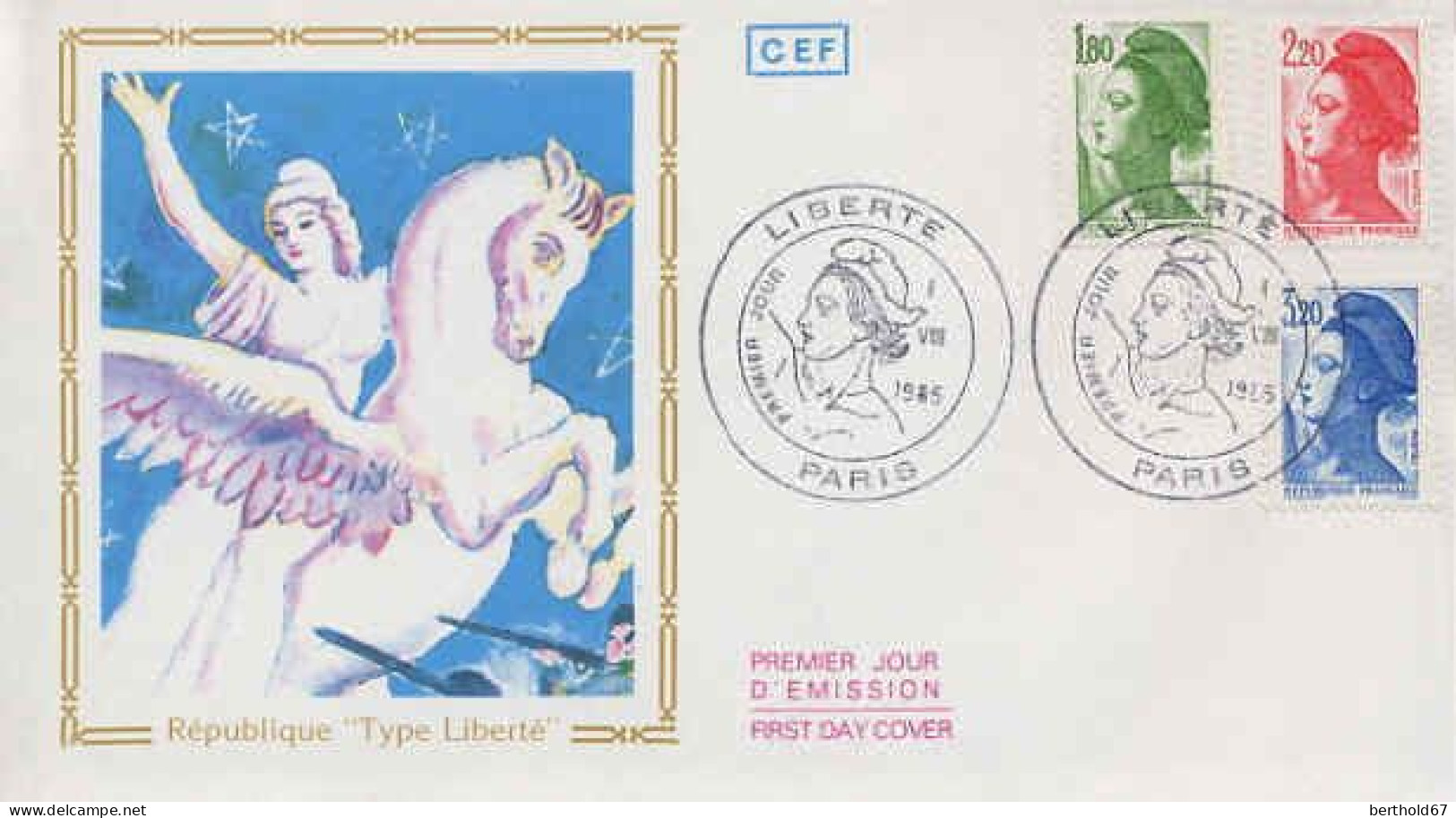 France Fdc Yv:2375+ Mi:2509A+ Liberté De Delacroix Paris 1-8-85 - 1980-1989