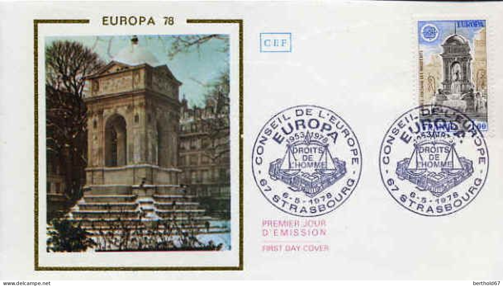 France Fdc Yv:2008/2009 Europa Monuments Fontaines Strasbourg 6-5-78 - 1970-1979