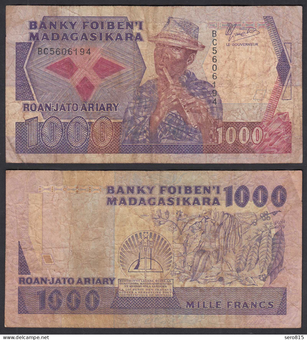 Madagaskar - Madagascar 1000 Francs  (1988-93) Pick 72a VG (5) Sig.2    (32031 - Sonstige – Afrika