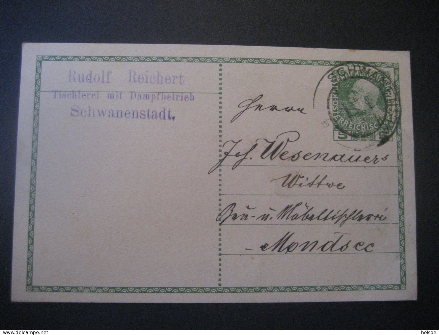 Österreich- Ganzsache Postkarte MiNr. P 216, Gelaufen 1914 Von Schwanenstadt Nach Mondsee - Cartes Postales