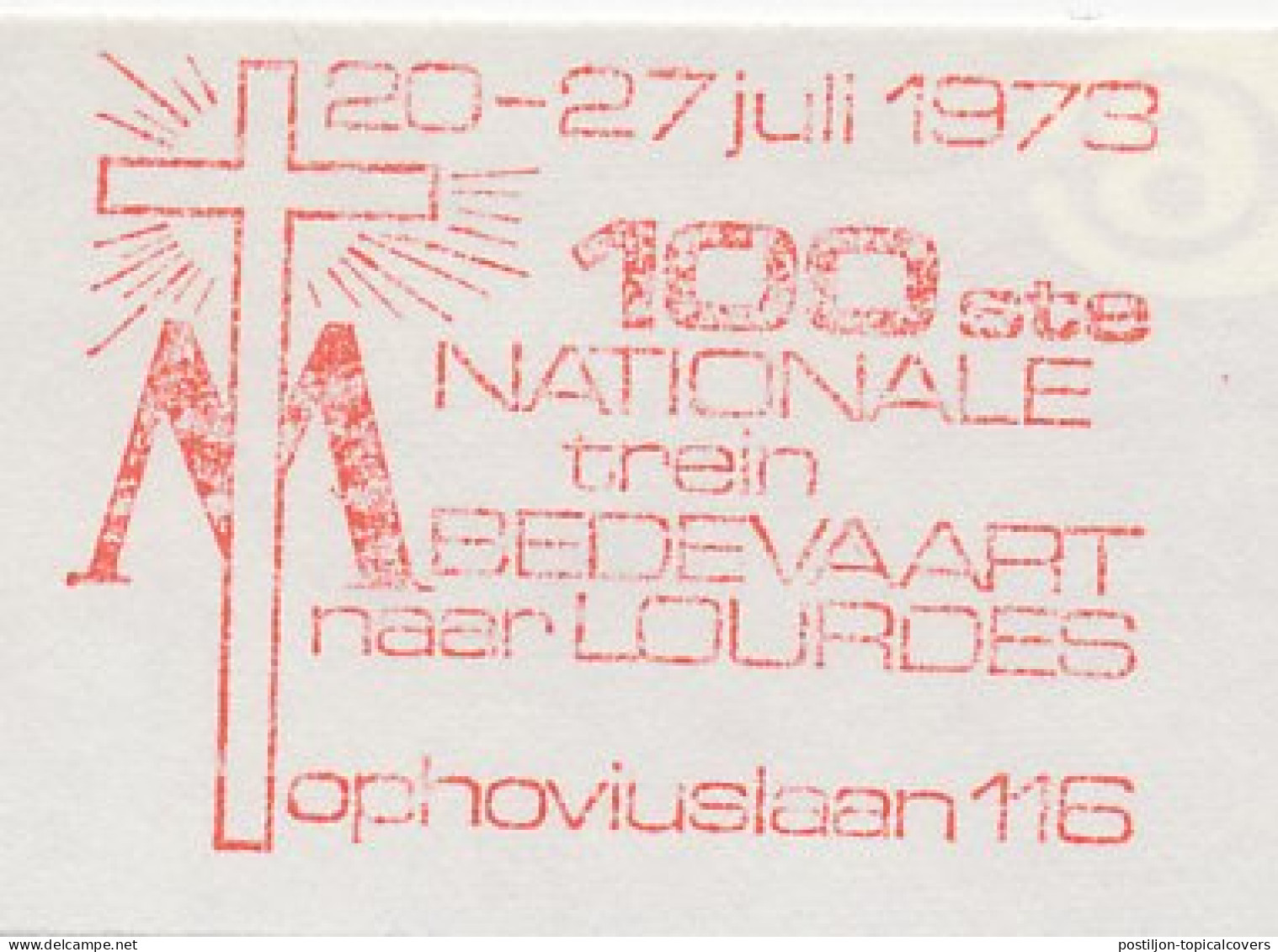 Meter Cut Netherlands 1973 100th National Train Pilgrimage To Lourdes - Other & Unclassified
