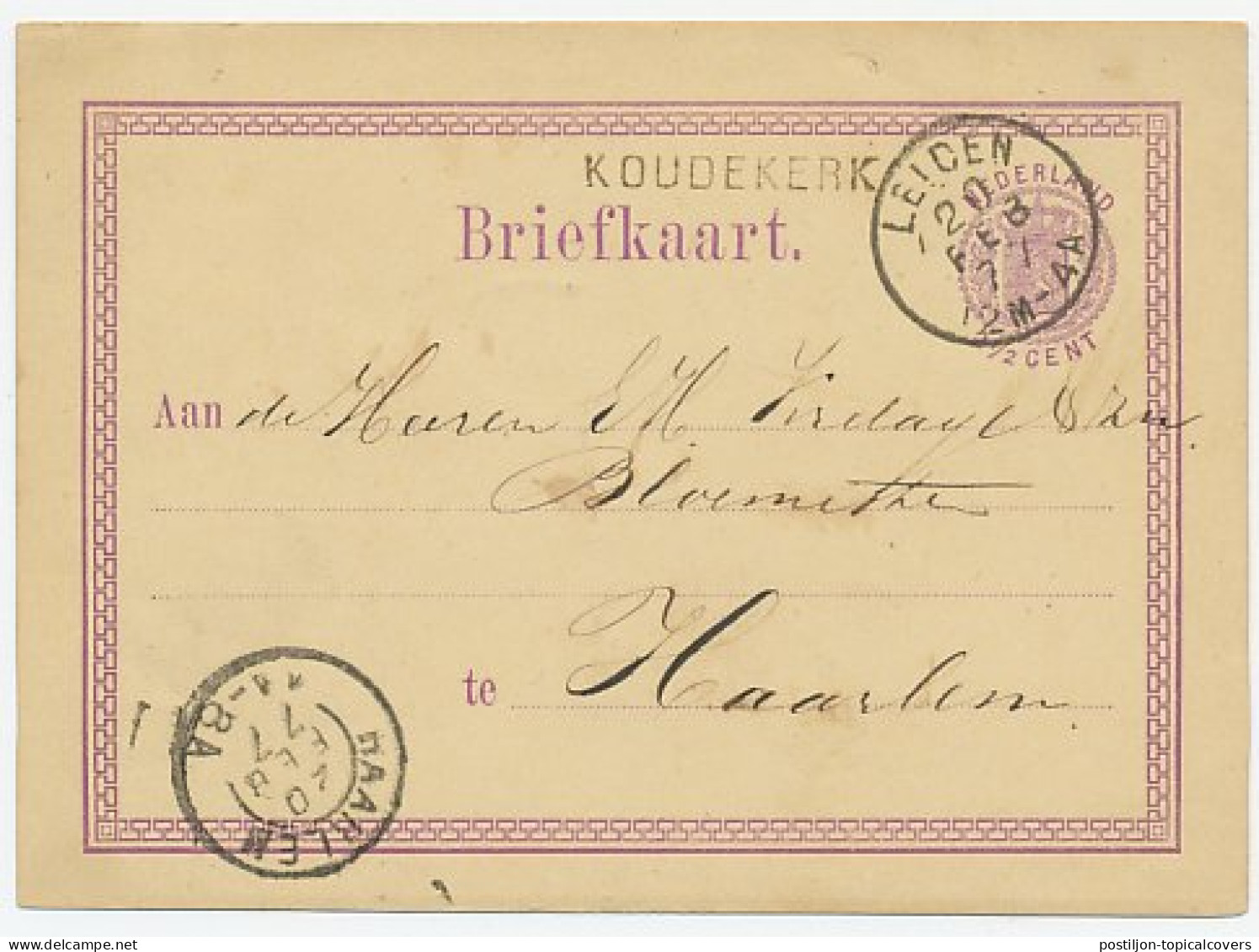 Naamstempel Koudekerk 1877 - Briefe U. Dokumente